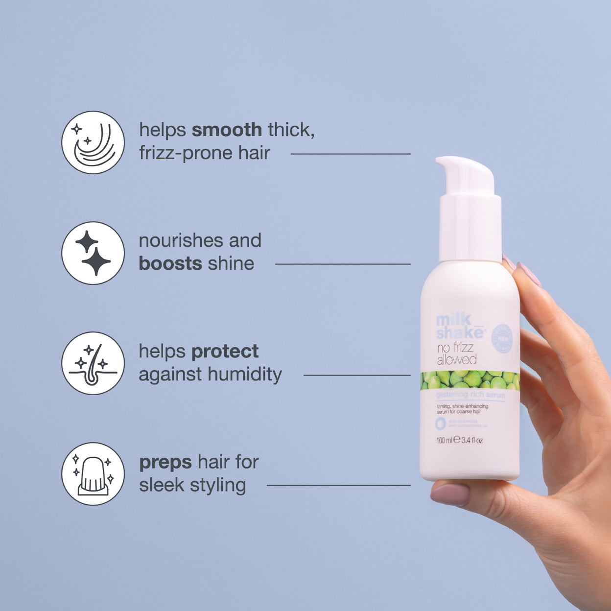 Milkshake No Frizz Glistening Rich Serum features