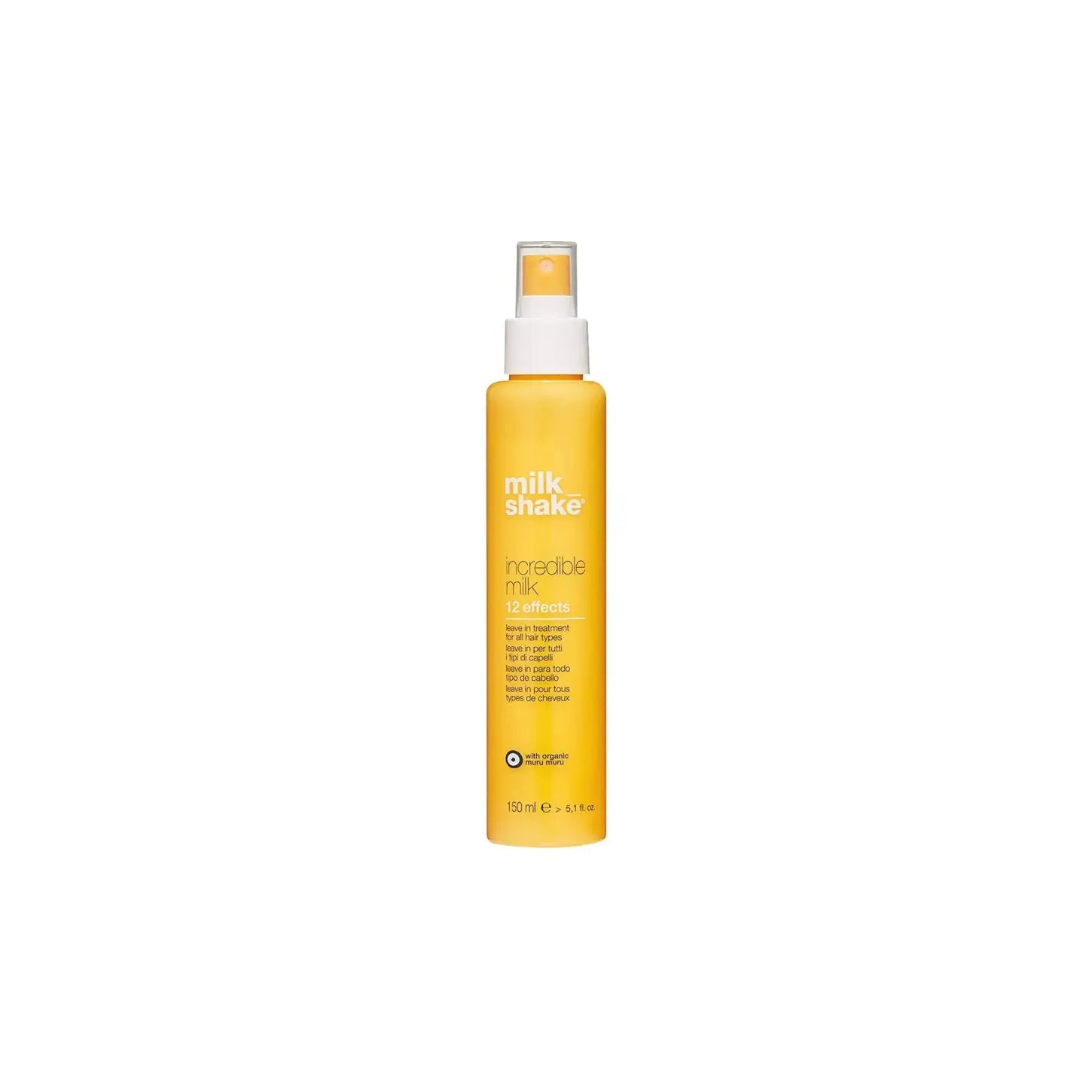 Yellow spray bottle of Milk_shake leave-in conditioner.