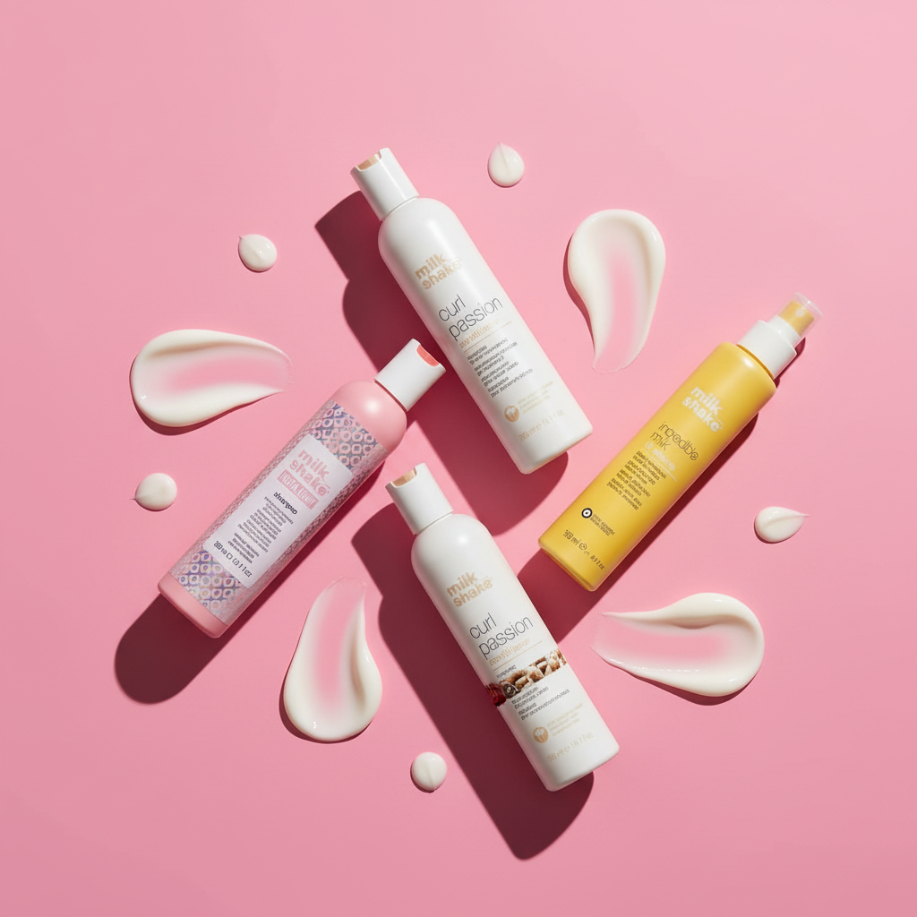 Milk Shake Overhead Pink Background Style