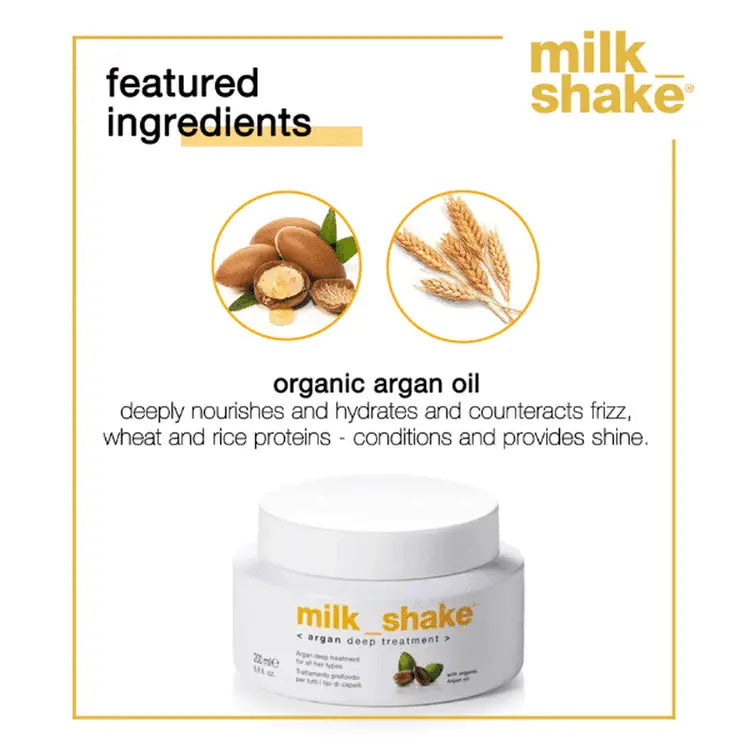 Milkshake Argan Deep Treatment 200ml bottle for intense hair nourishment and repair