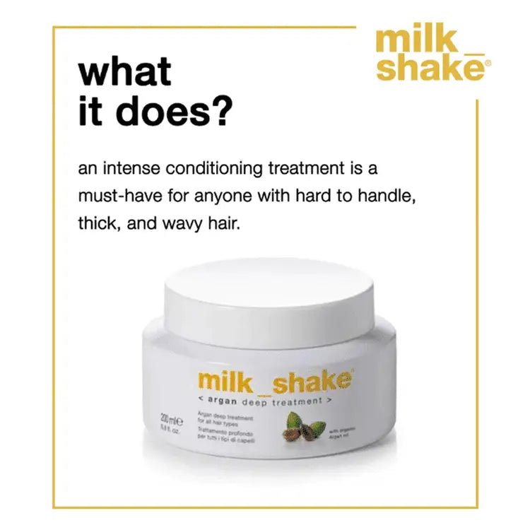 Milkshake Argan Deep Treatment for hair intense conditioning for thick wavy hard to handle hair