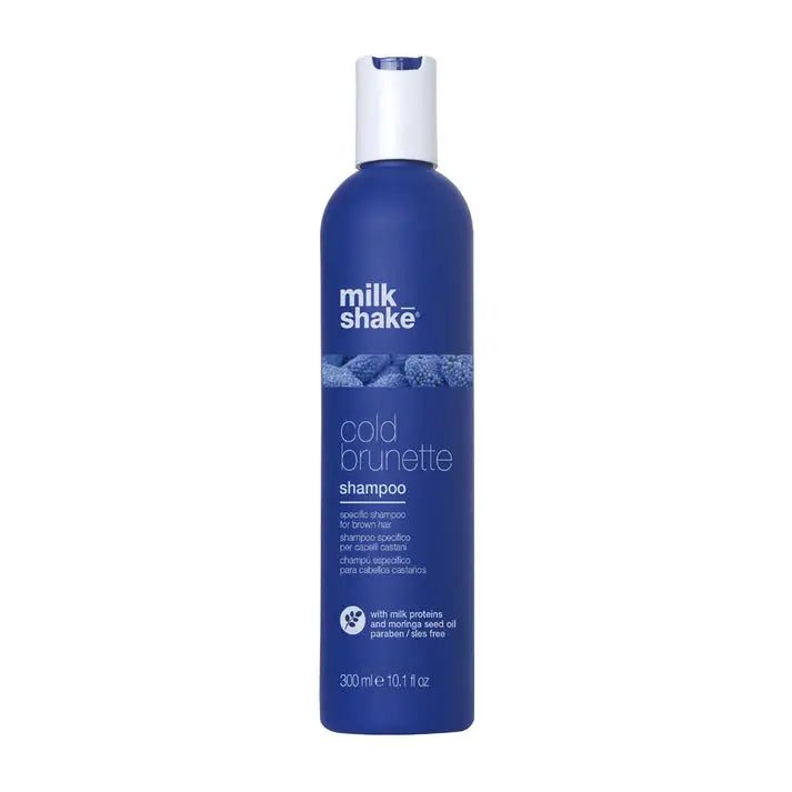 Blue bottle of Milkshake Cold Brunette Shampoo from the Cold Brunette Bundle