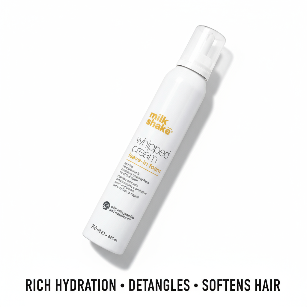 Milkshake Conditioning Whipped Cream leave-in foam conditioner bottle for rich hydration and hair detangling