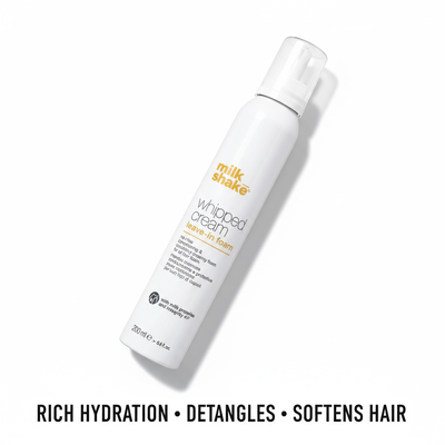 Milkshake Conditioning Whipped Cream leave-in foam conditioner bottle for rich hydration and hair detangling