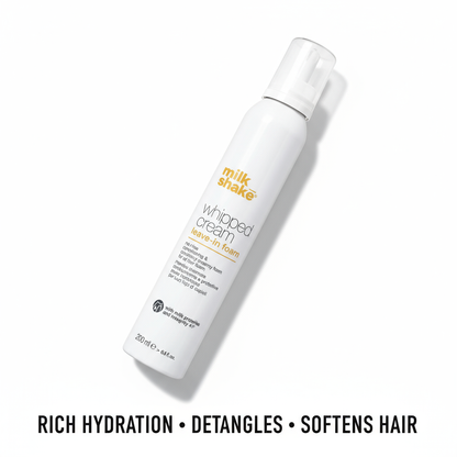 Milkshake Conditioning Whipped Cream leave-in foam conditioner bottle for rich hydration and hair detangling