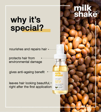 Milkshake Glistening Argan Oil 50ml, a nourishing argan oil treatment for healthy hair