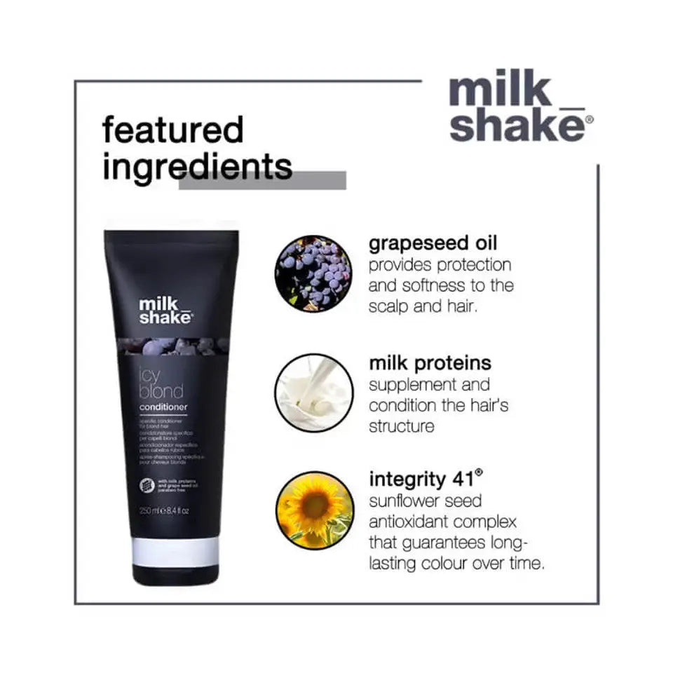 Milkshake Icy Blond Conditioner 250ml for vibrant platinum blond hair care