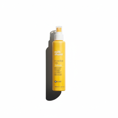 Milkshake Milk Shake Incredible Milk 12 Effects yellow treatment spray bottle on white background