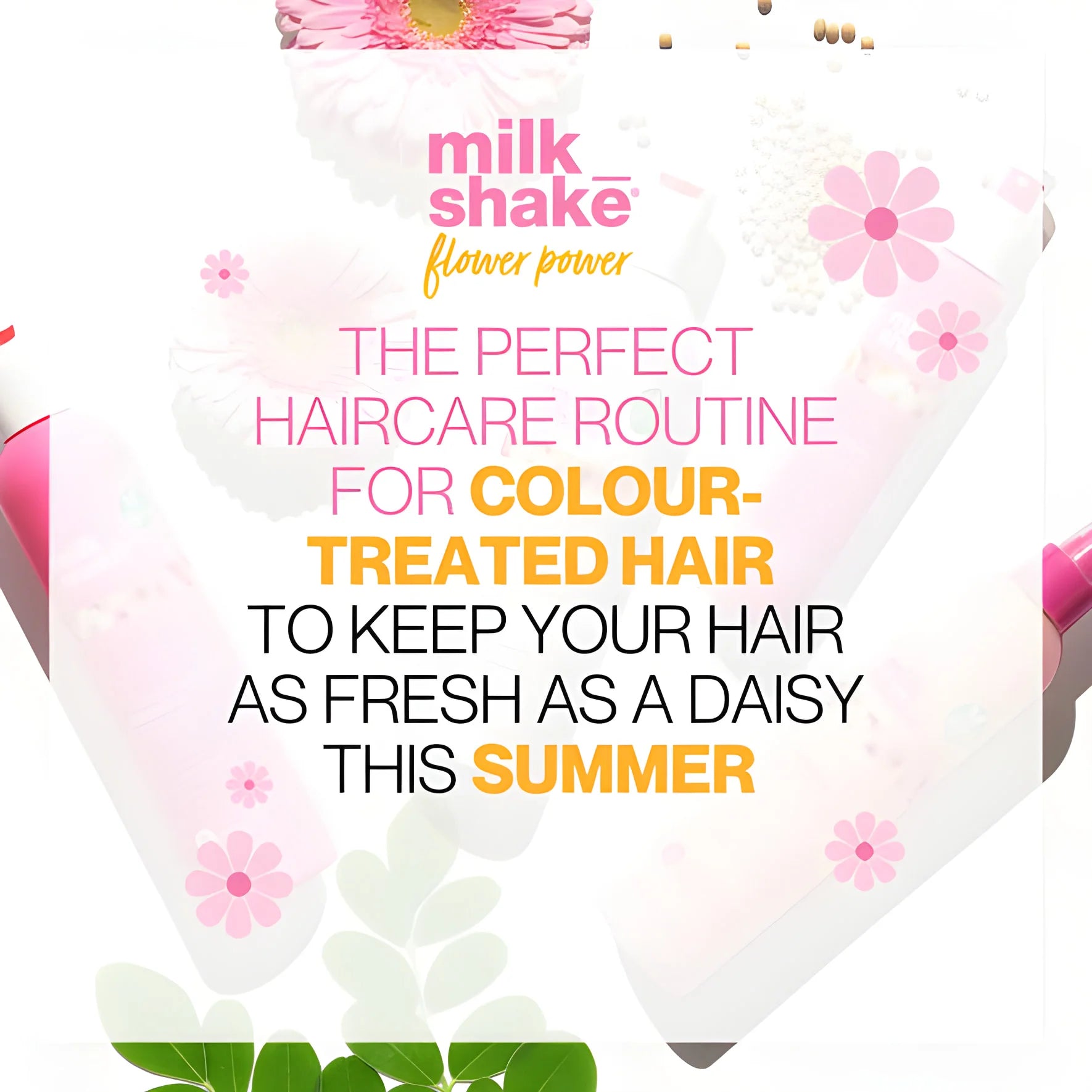 Haircare advertisement for Milkshake Incredible Milk Flower Fragrance 150ml product