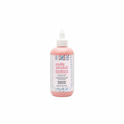 Milkshake insta.lotion conditioner mask in a 250ml pink bottle for hair care and hydration