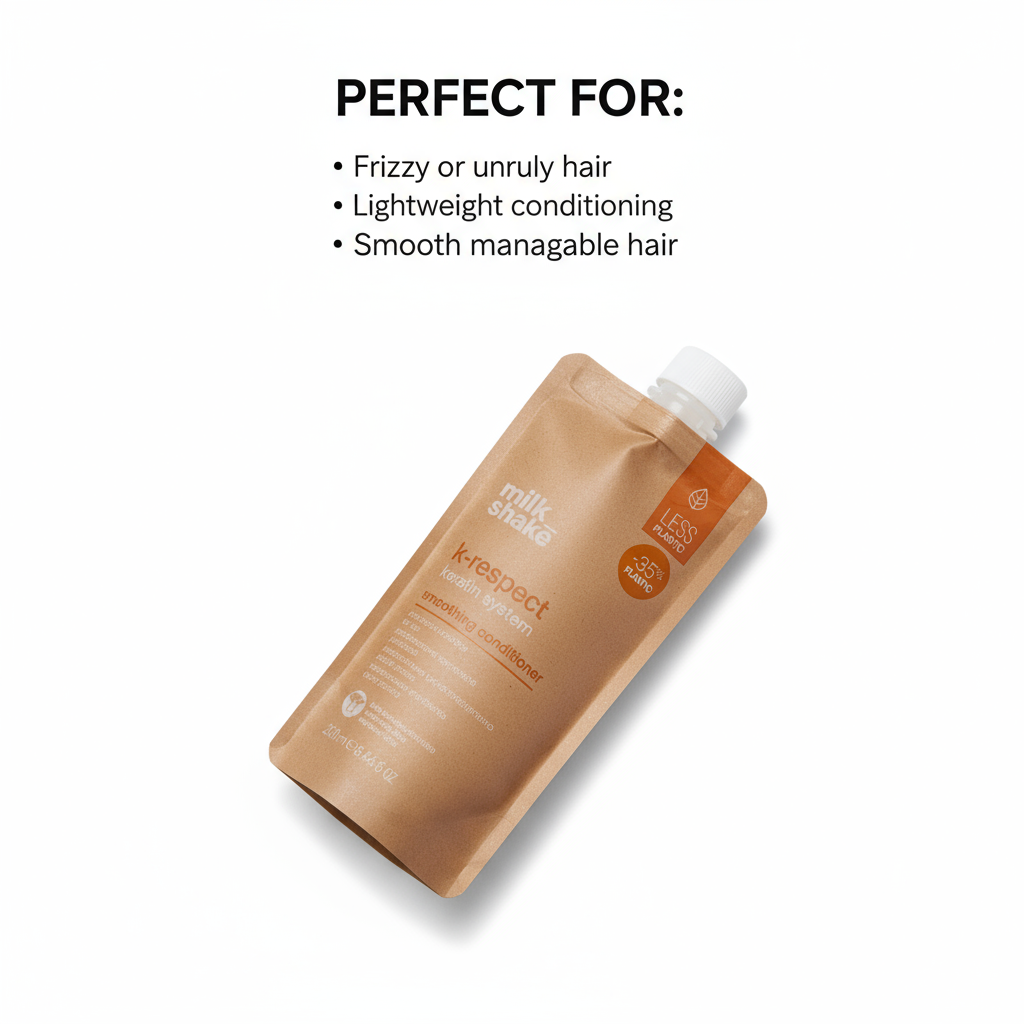 Milkshake K-Respect Smoothing Conditioner pouch for frizzy or unruly hair providing smooth manageable hair