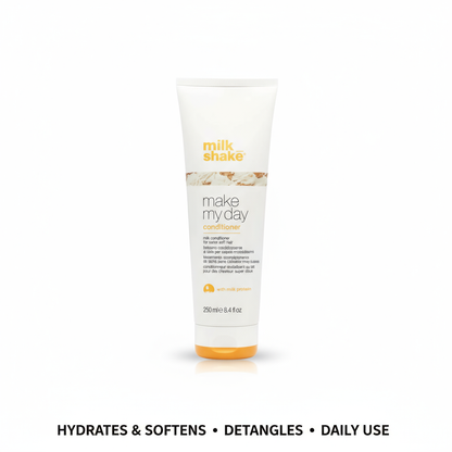 Milkshake Make My Day Conditioner 250ml in white tube hydrates softens and detangles hair