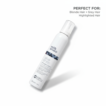 Milkshake Silver Shine conditioner for blonde hair in white bottle designed for blonde grey and highlighted hair
