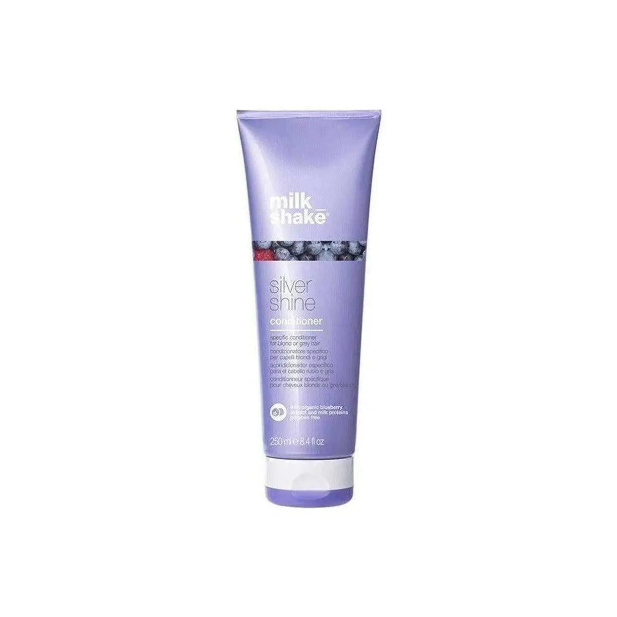 Milkshake Silver Shine conditioner for blonde hair in a 250ml purple tube