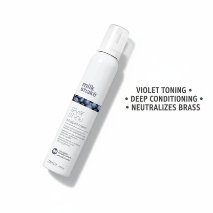 Milkshake Silver Shine conditioner for blonde hair bottle with violet toning and deep conditioning benefits