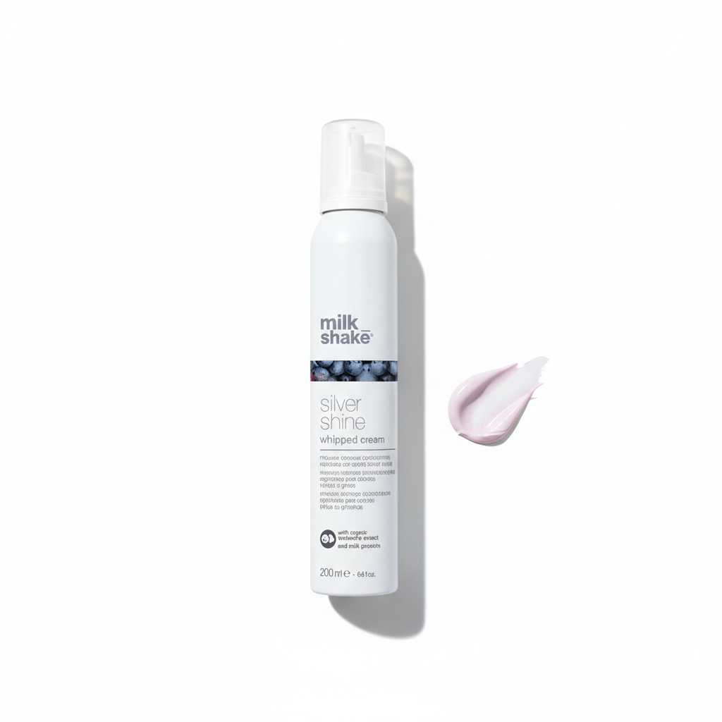 Milkshake Silver Shine conditioner for blonde hair in white bottle with whipped cream texture