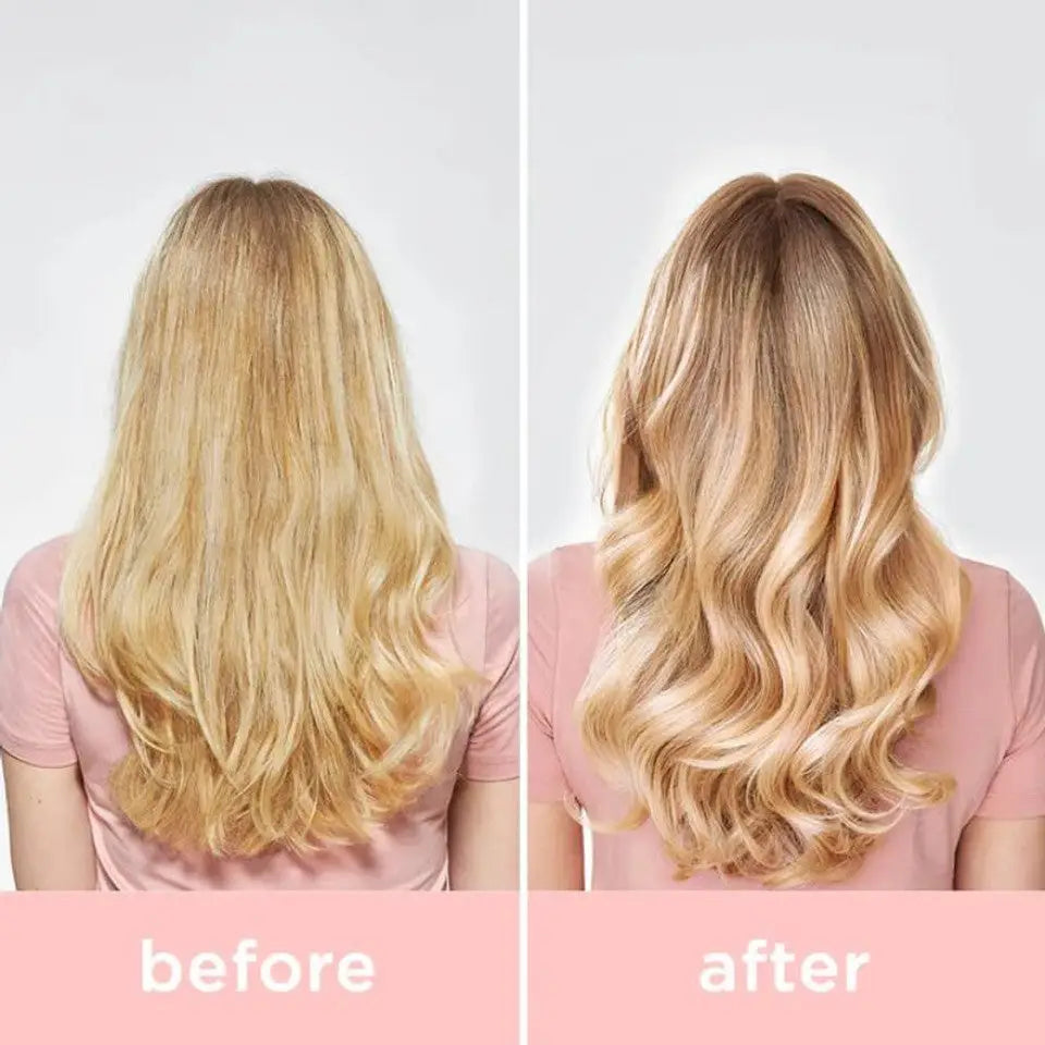 Before and after hair treatment with Milkshake Silver Shine Light Shampoo 300ml