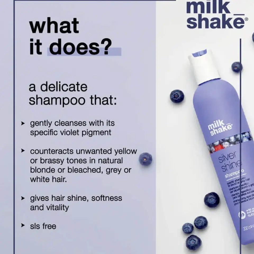 Milkshake Silver Shine Shampoo 300ml bottle designed to reduce brassy tones