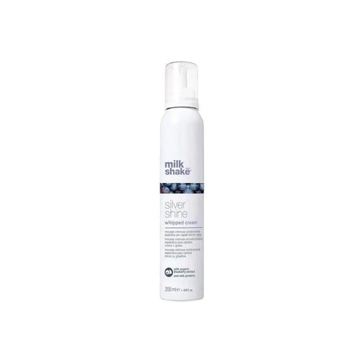 White bottle of Milkshake Silver Shine Whipped Cream 200ml for hair care