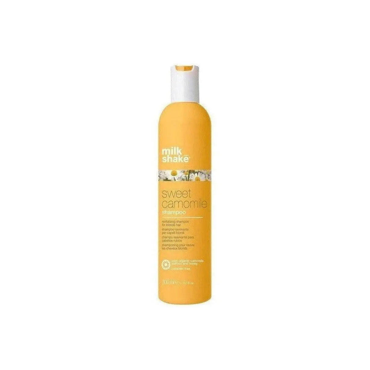 Yellow bottle of Milkshake Sweet Camomile Shampoo 300ml for vibrant, healthy hair