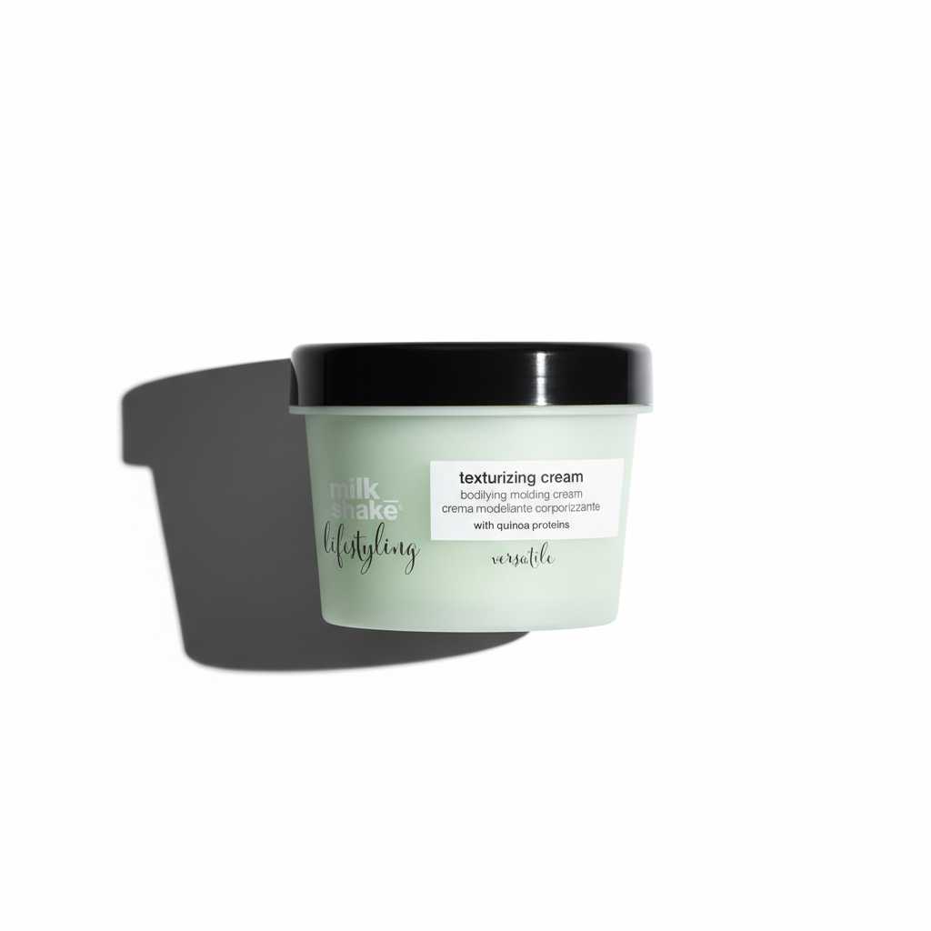 Milkshake Texturizing Cream 100ml in a light green jar with black lid styling aid for hair
