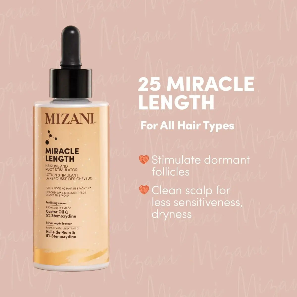 Bottle of Mizani Miracle Length Hair Growth Serum 90ml for Thicker, Fuller Hair