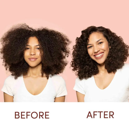 Before and After curly hairstyles using Mizani Rose H2O Hairdress Conditioner 240ml