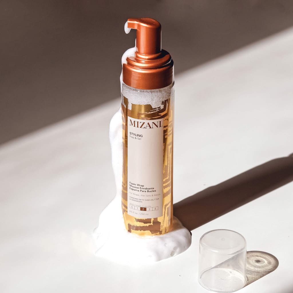 Mizani Treat & Style Styling Foam Wrap 250ml with copper pump dispenser