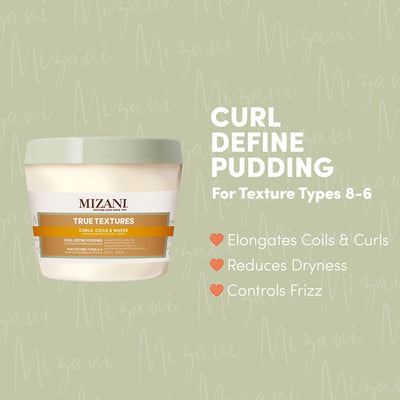 White container of Mizani True Textures Curl Defining Pudding 250ml