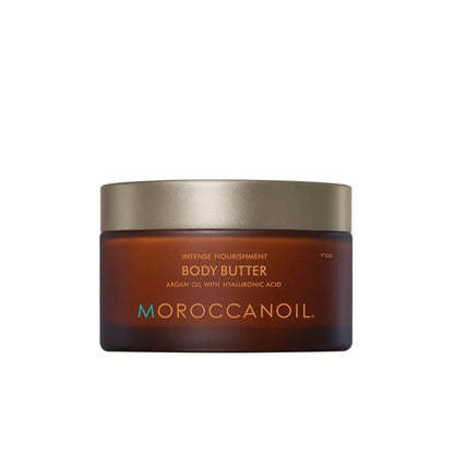 Moroccanoil Body Butter 200ml in a brown glass container for dehydrated skin care