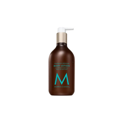 Brown bottle of Moroccanoil Body Lotion Fragrance Originale with pump dispenser