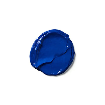 Circular smear of vibrant blue paint showcasing Moroccanoil Color Deposit Mask Aquamarine 200ml