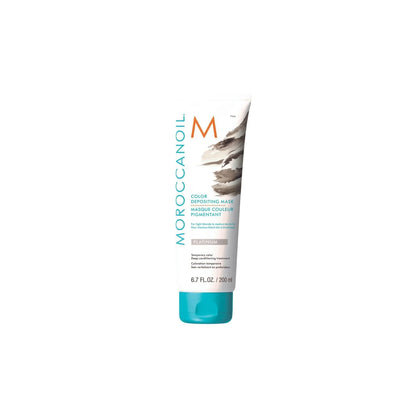 Moroccanoil Color Deposit Mask Platinum tube with teal and white packaging 200ml