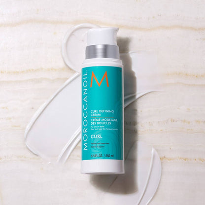 Teal bottle of Moroccanoil Curl Defining Cream 250ml with curl memory factor