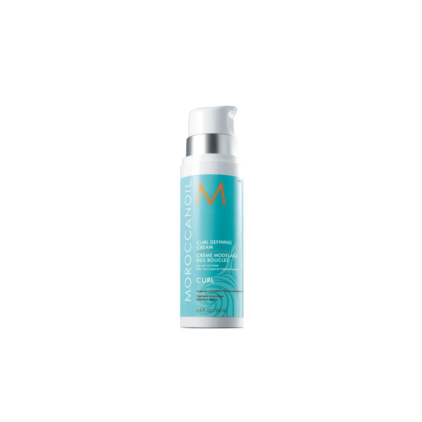 Turquoise Moroccanoil Curl Defining Cream 250ml with silver and gold accents