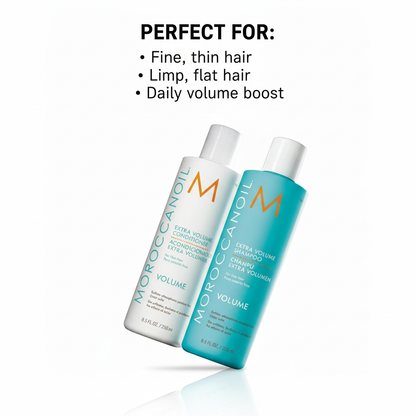Moroccanoil Extra Volume Bundle with shampoo and conditioner for fine and limp hair volume boost