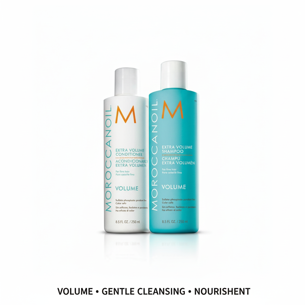 Moroccanoil Extra Volume Bundle with shampoo and conditioner for gentle cleansing and volume