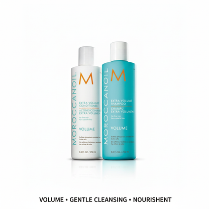 Moroccanoil Extra Volume Bundle with shampoo and conditioner for gentle cleansing and volume