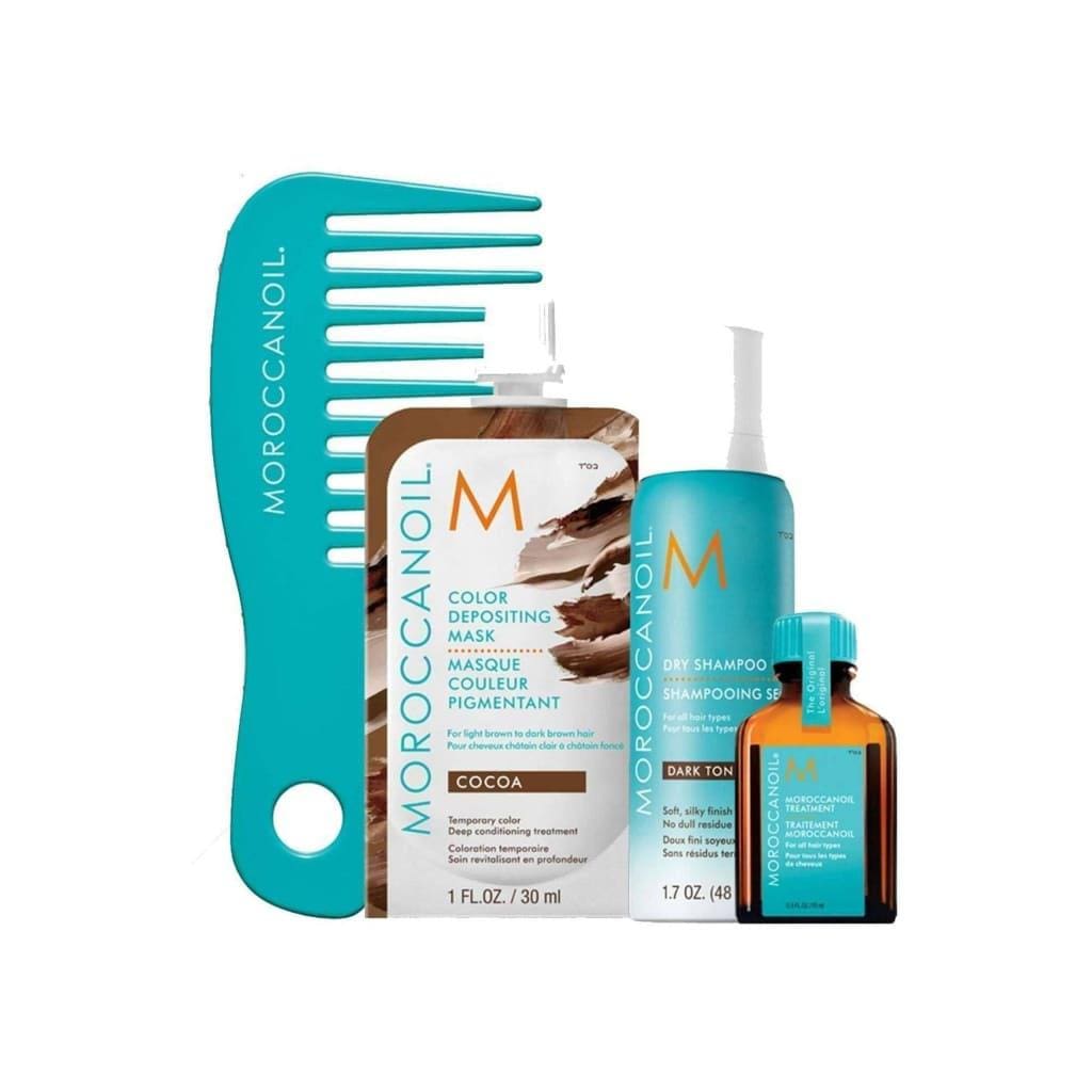 Moroccanoil Cocoa Color Kit: color depositing mask, Moroccanoil treatment, dry shampoo dark