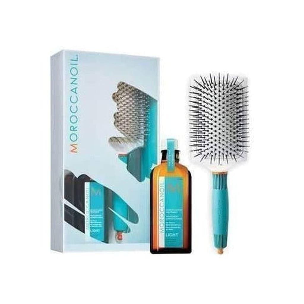 MOROCCANOIL OIL TREATMENT LIGHT 100ML WITH FREE PADDLE BRUSH - Gift Set - By Moroccanoil Gift Sets - Shop