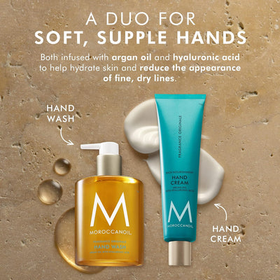 Moroccanoil Hand Cream Duo: Argan Oil & Hyaluronic Acid for Soft, Hydrated Hands. Best moisturizer & skincare product for dry hands.