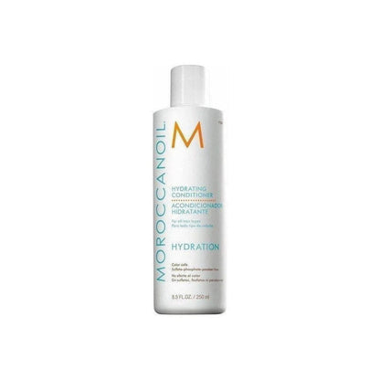 White bottle of Moroccanoil Hydrating Conditioner 250ml for a complete hair care routine