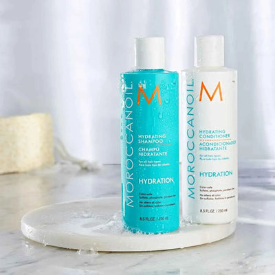 How to use Moroccanoil Hydrating Shampoo — apply to wet hair lather through lengths and rinse thoroughly