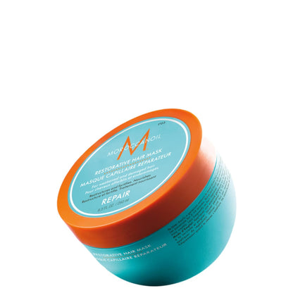 Moroccanoil Restorative Mask 250ml offers deep nourishment for restoring hair elasticity and strength.
