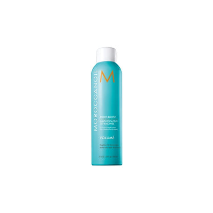 Turquoise Moroccanoil Root Boost 250ml aerosol can, root lifting mousse for hair products