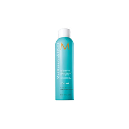 Moroccanoil Root Boost hair treatment bottle in turquoise with white cap for volumizing hair