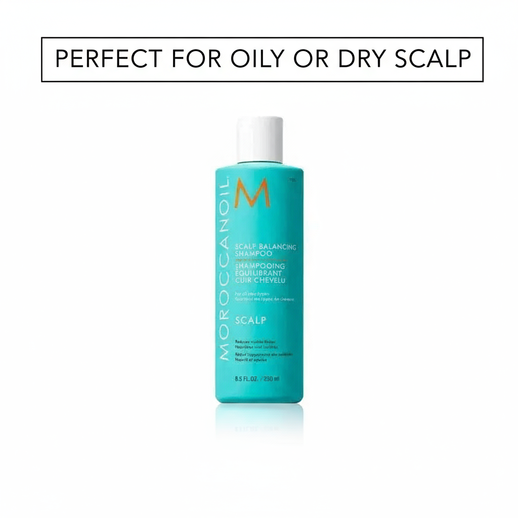 Moroccanoil scalp balancing shampoo turquoise bottle for oily or dry scalp 8.5 fl oz