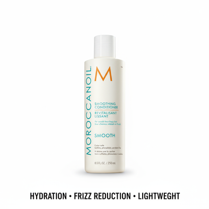 Moroccanoil smoothing conditioner bottle for hydration and frizz reduction in 8.5 fl oz size