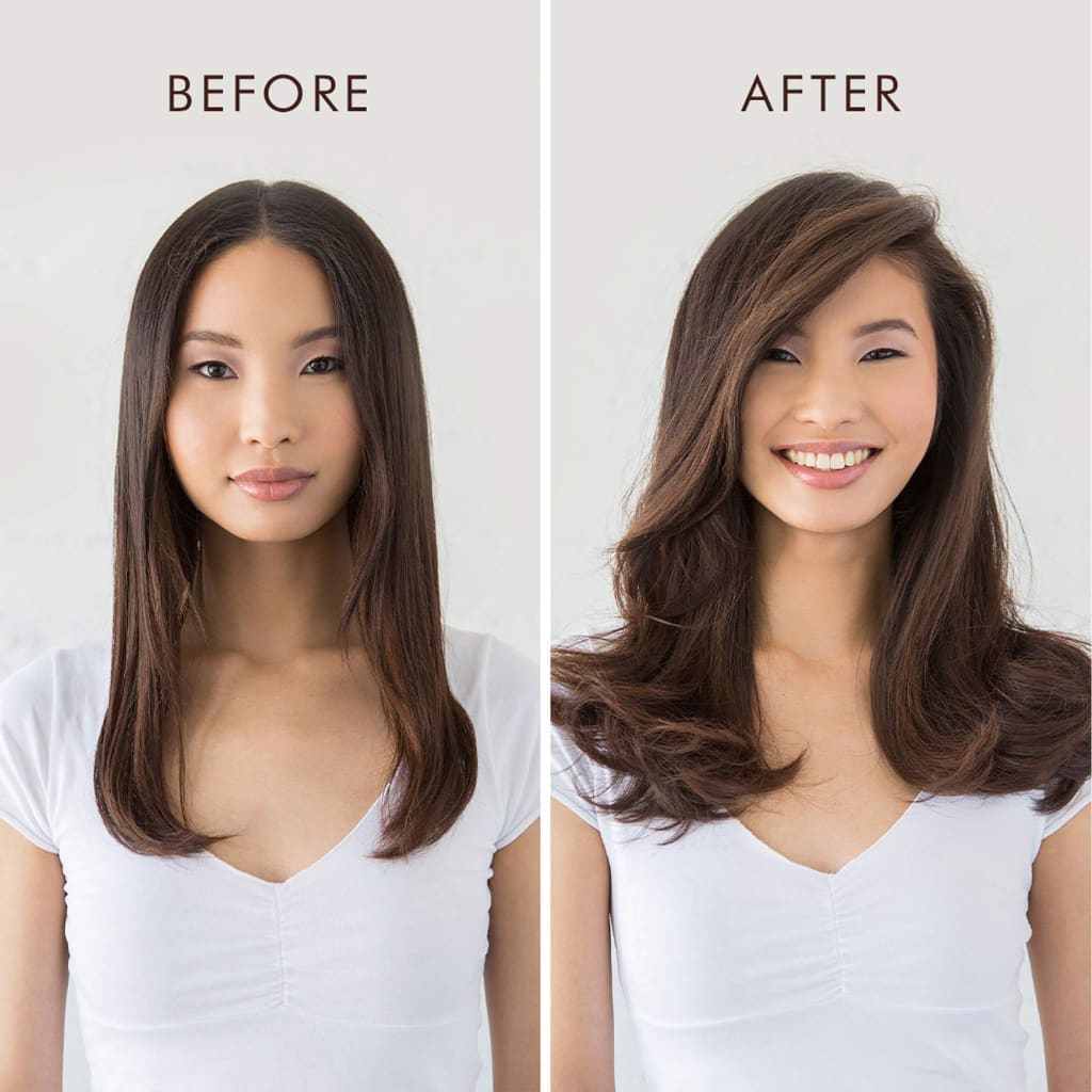 Before and after using Moroccanoil Volumizing Mist 160ML for long-lasting volume