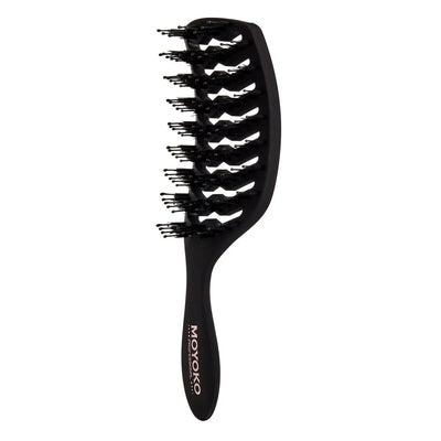 Moyoko Detangling Brush Black: Curved bristles for a comfortable brushing experience